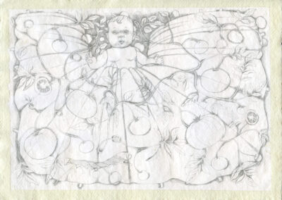 My Lings #8: “Tomato Doll”, 8/11/12, 8 1/2” x 12”, gold point on prepared paper.